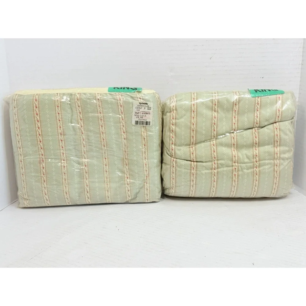 Ralph Lauren King Sheet Lot 2 Coco Palm Stripe 100% Cotton NOS Irregular Set NEW